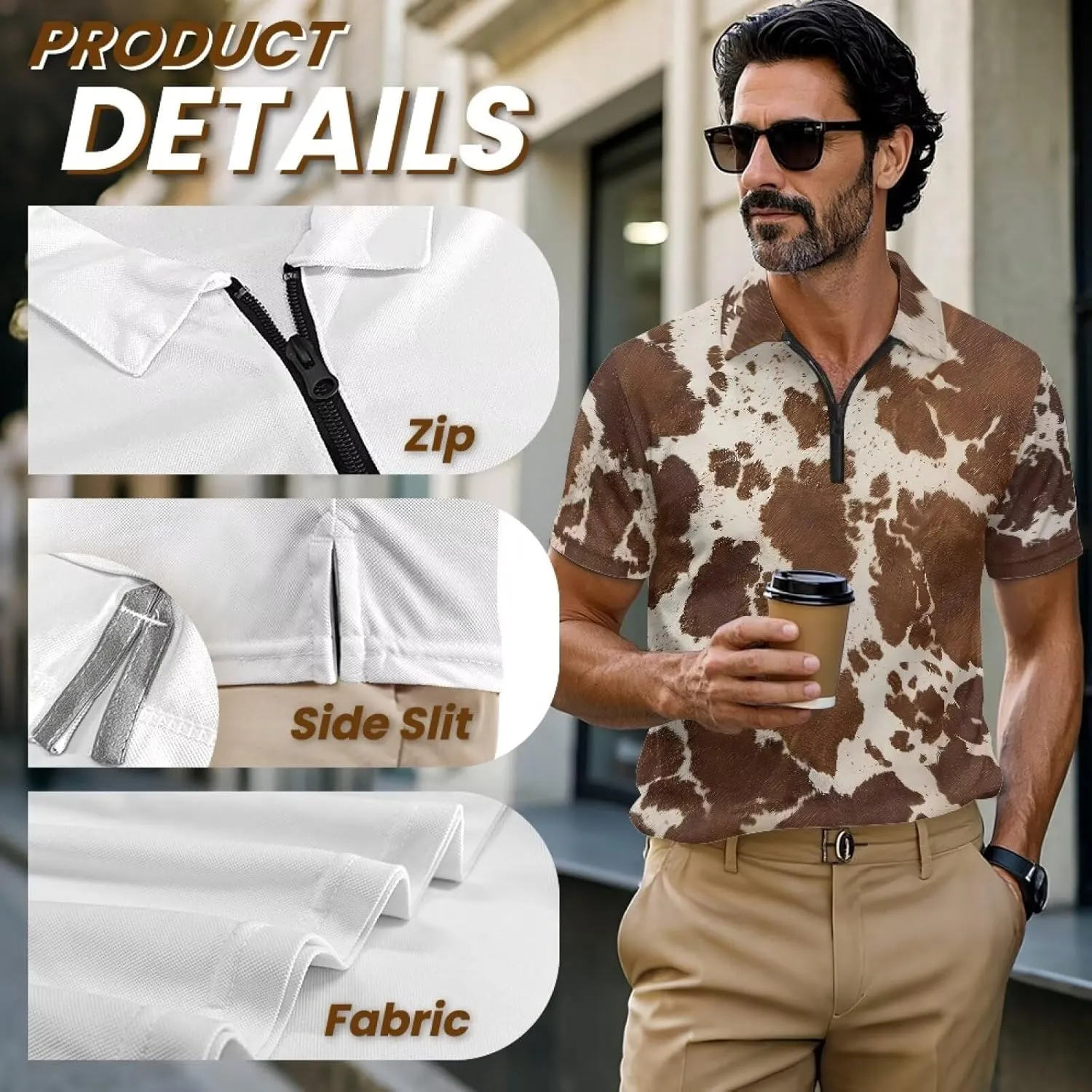 Men's Short Sleeve Shirt Zipper Collar Golf Shirt Summer Quick Dry Athletic Tops Slim Fit Sports Tennis Shirts
