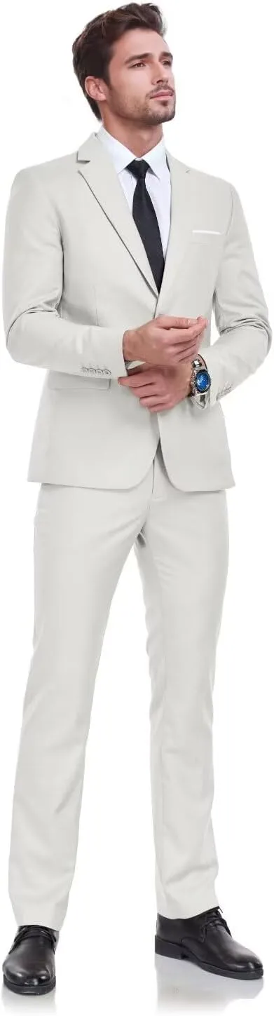 Mens Suits 2 Piece Prom Homecoming Outfit Slim Fit for Men Wedding Suit Blazer Jacket Pants Tie Set