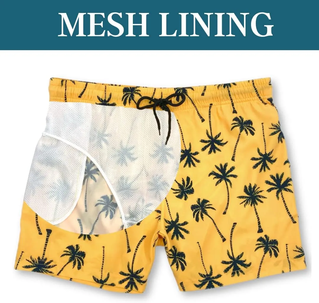 Mens Swim Trunks 5in Board Shorts Quick Dry Swim Shorts with Mesh Lining and Pockets