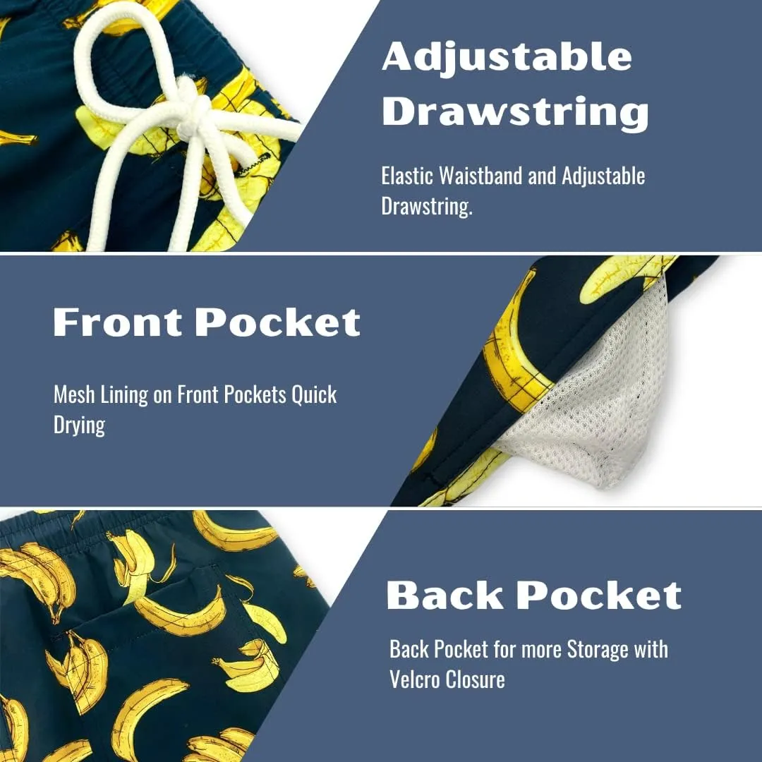 Mens Swim Trunks 5in Board Shorts Quick Dry Swim Shorts with Mesh Lining and Pockets