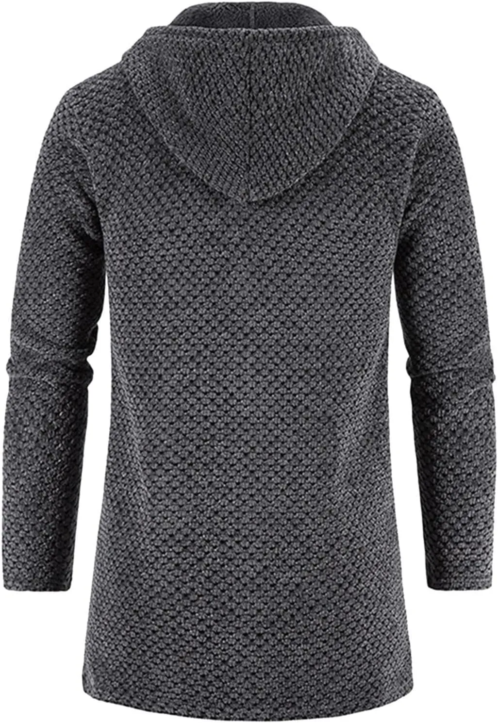 Mens Trench Coat Winter Wool Blend Jacket Overcoat Warm Long Coat, Winter Solid Knitted Hooded Cardigan Jacket