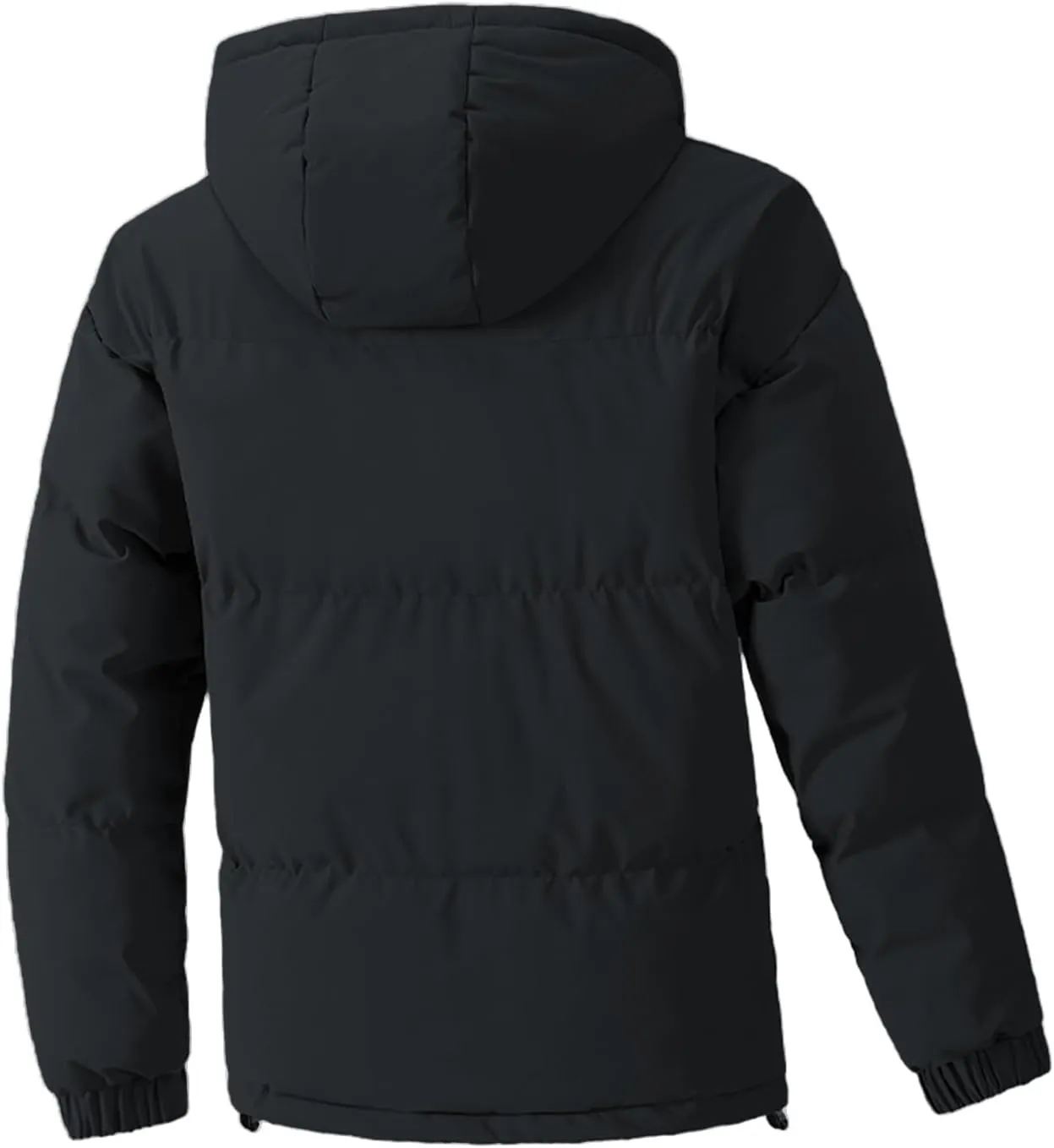 Mens Winter Warm Puffer Jacket Casual Long Sleeves High Neck Hooded Full-Zip Thick Bread Down Jackets