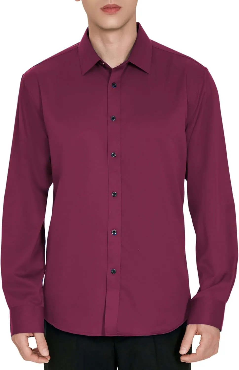 Men's Wrinkle-Free Dress Shirts Long Sleeve Button Down Shirt Regular Fit Casual Wedding Silky Sheen Looking Shirt