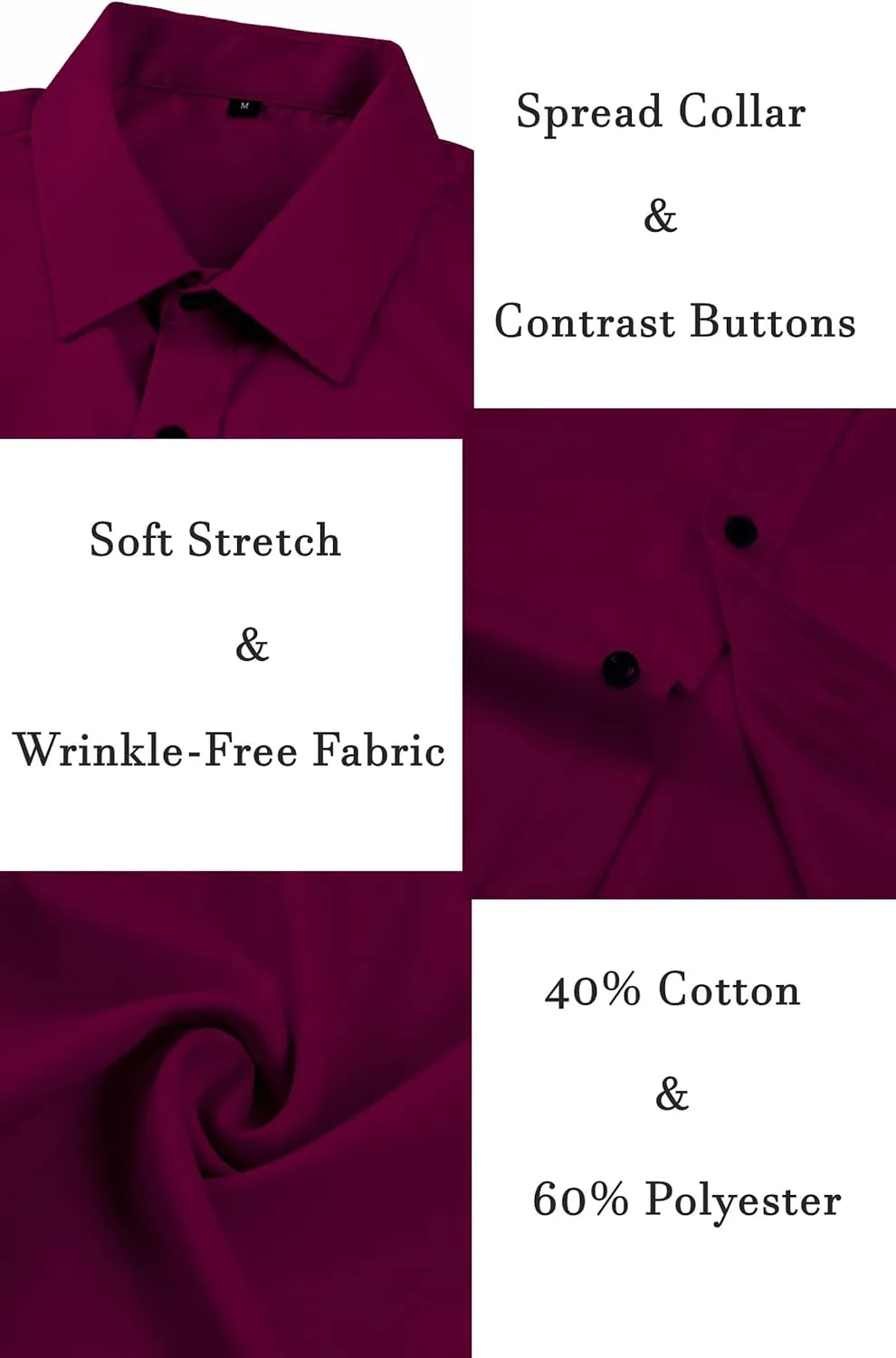 Men's Wrinkle-Free Dress Shirts Long Sleeve Button Down Shirt Regular Fit Casual Wedding Silky Sheen Looking Shirt