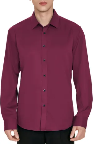 Men's Wrinkle-Free Dress Shirts Long Sleeve Button Down Shirt Regular Fit Casual Wedding Silky Sheen Looking Shirt