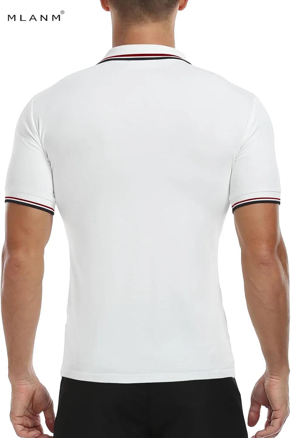 MLANM Men's Polo Regular-Fit Quick-Dry Golf Striped Short Sleeve Collared T-Shirts
