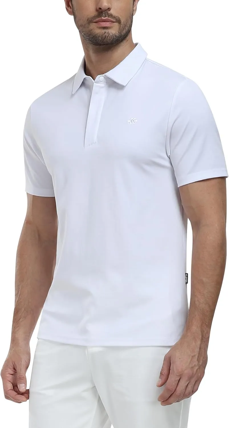 MoFiz Men's Polo Golf Short Sleeve Ultra Soft Comfy Collared T-Shirt Casual Quick Dry Classic Polo Shirt