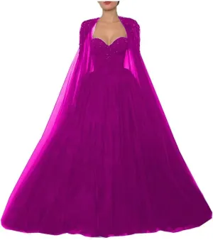 Mouccy Gorgeous Beaded Black Wedding Dresses with Cape Strapless Wedding Gowns for Bride Long Pearly Tulle Bridal Gowns