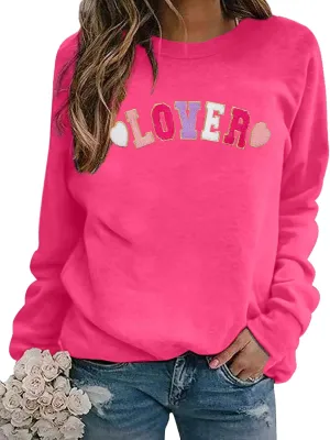 MOUSYA Love Sweatshirts Women Love Heart Graphic Shirts Valentine Shirt Casual Long Sleeve Pullover Tops