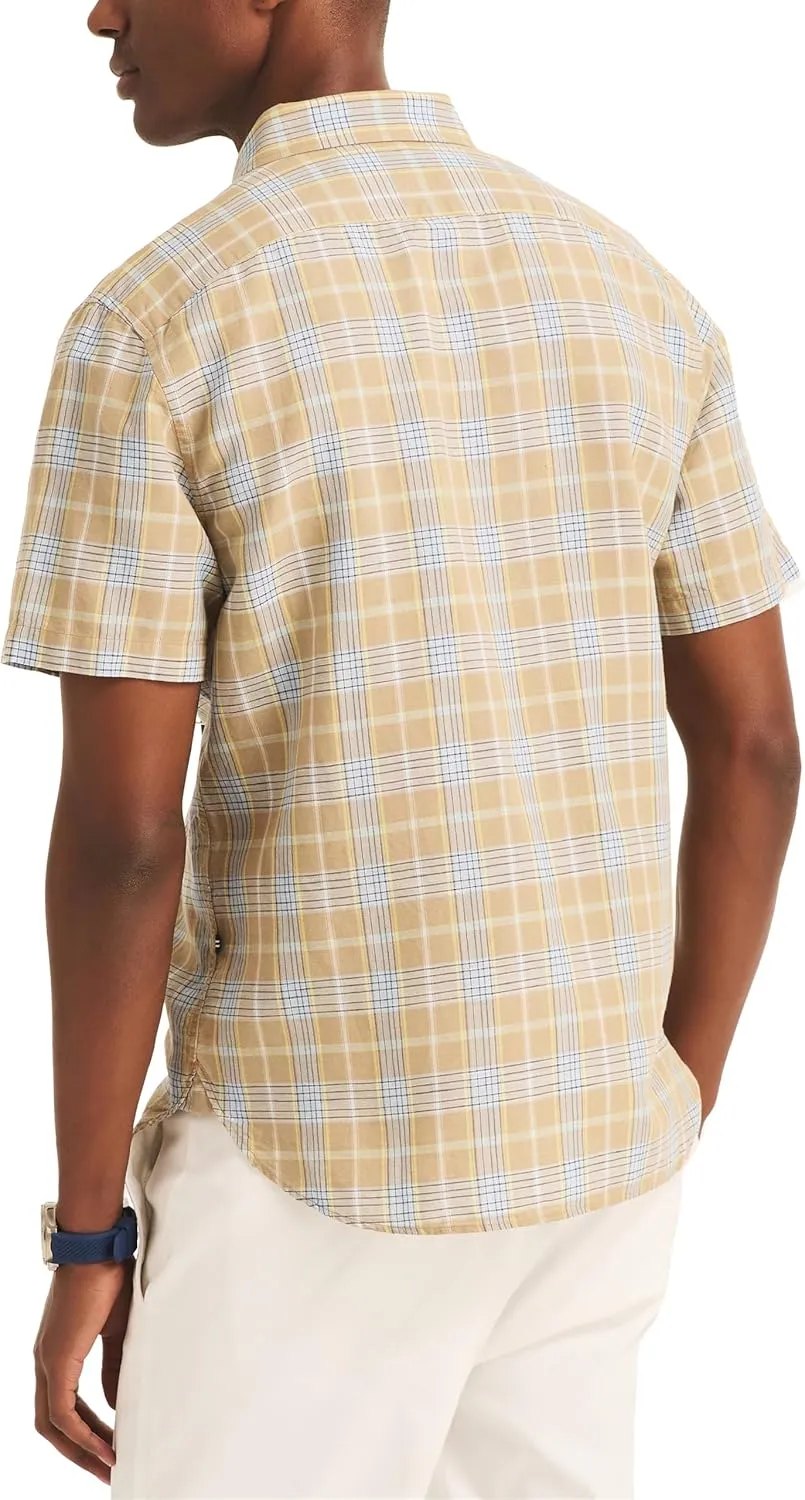 Nautica Men's Plaid Linen Short-Sleeve Shirt