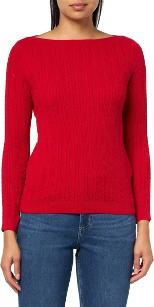 Nautica Women's Long Sleeve Cable Boatneck Sweater