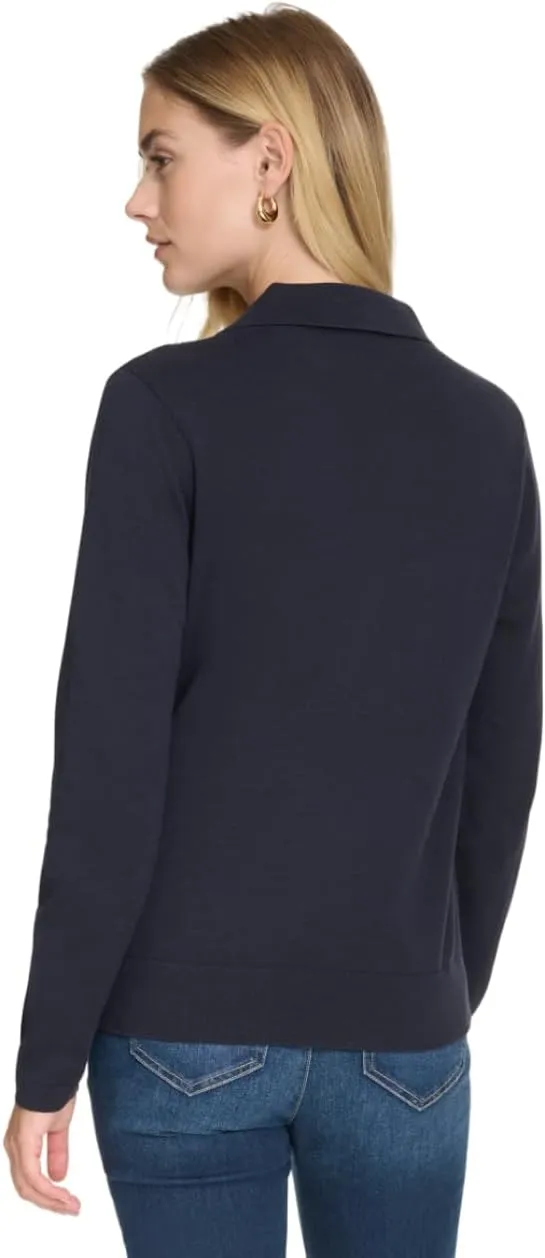 Nautica Women's V-Neck Cable Polo Long Sleeve