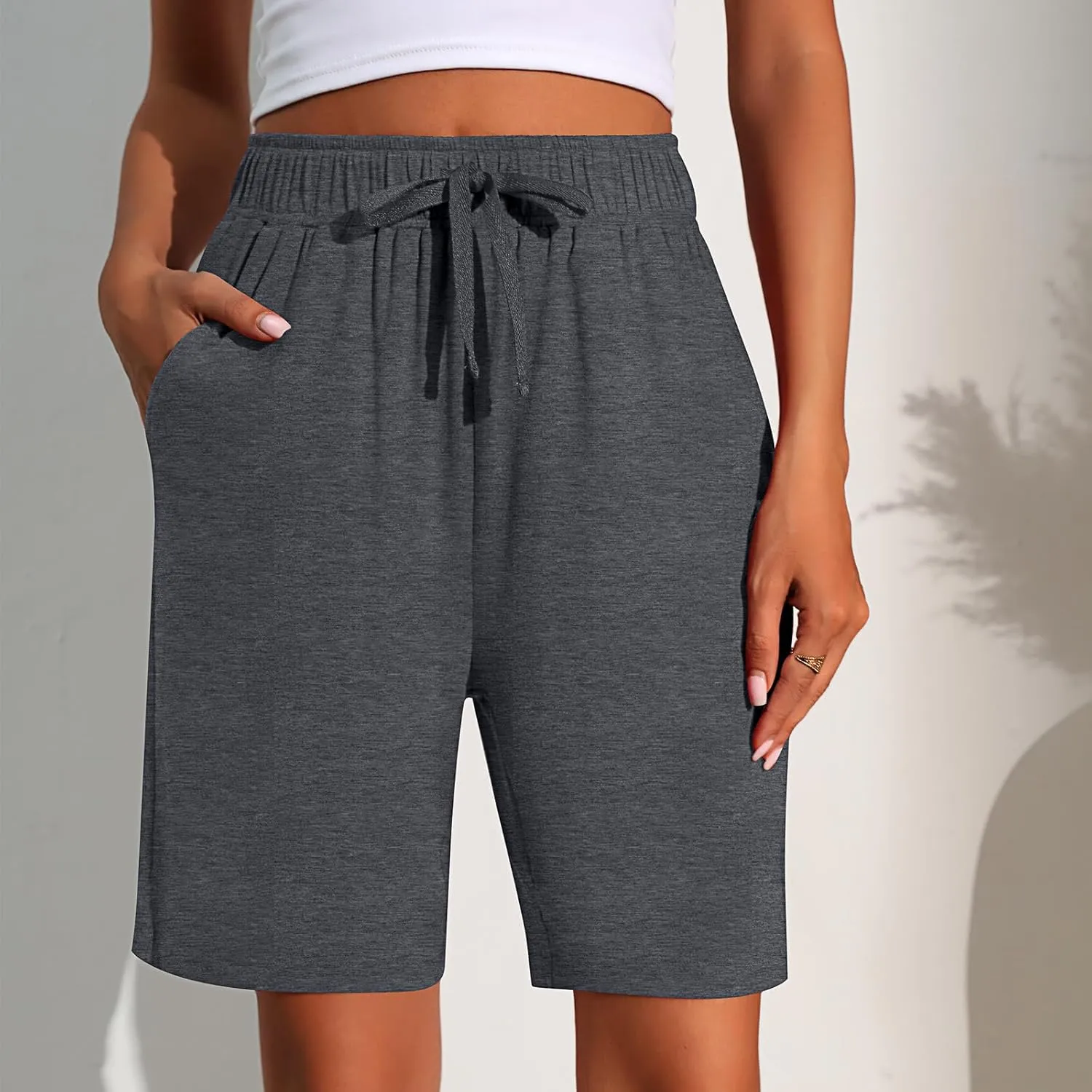 Neer 3 Pack Women's Quick Dry Shorts Women Drawstring High Waisted Bermuda Athletic Shorts with Pockets