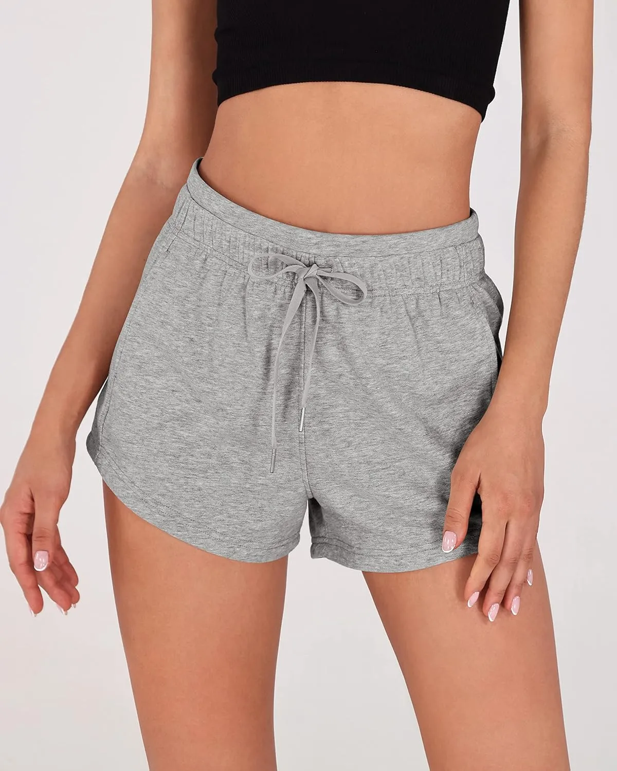 ODODOS Women's Sweat Shorts with Pockets Cotton French Terry Drawstring Summer Workout Casual Lounge Shorts