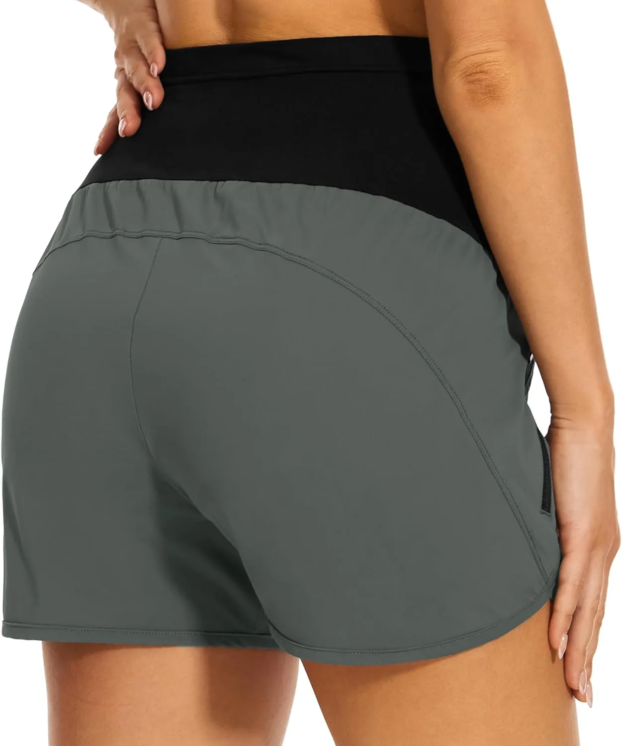 PACBREEZE Women's Maternity Shorts Over Belly Quick Dry Workout Athletic Running Shorts with Zipper Pockets