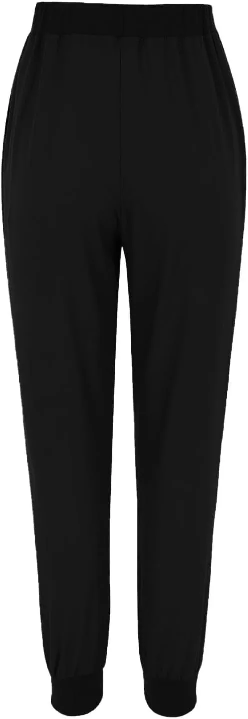 Pants for Women Tapered Leg Elastic Waist Linen Pants Jogger Cotton Linen Trendy Comfy Palazzo Trousers with Pockets