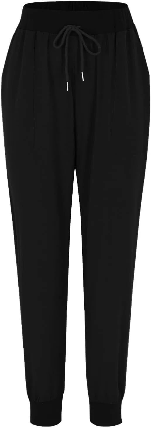 Pants for Women Tapered Leg Elastic Waist Linen Pants Jogger Cotton Linen Trendy Comfy Palazzo Trousers with Pockets