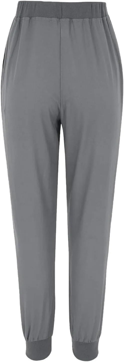 Pants for Women Tapered Leg Elastic Waist Linen Pants Jogger Cotton Linen Trendy Comfy Palazzo Trousers with Pockets