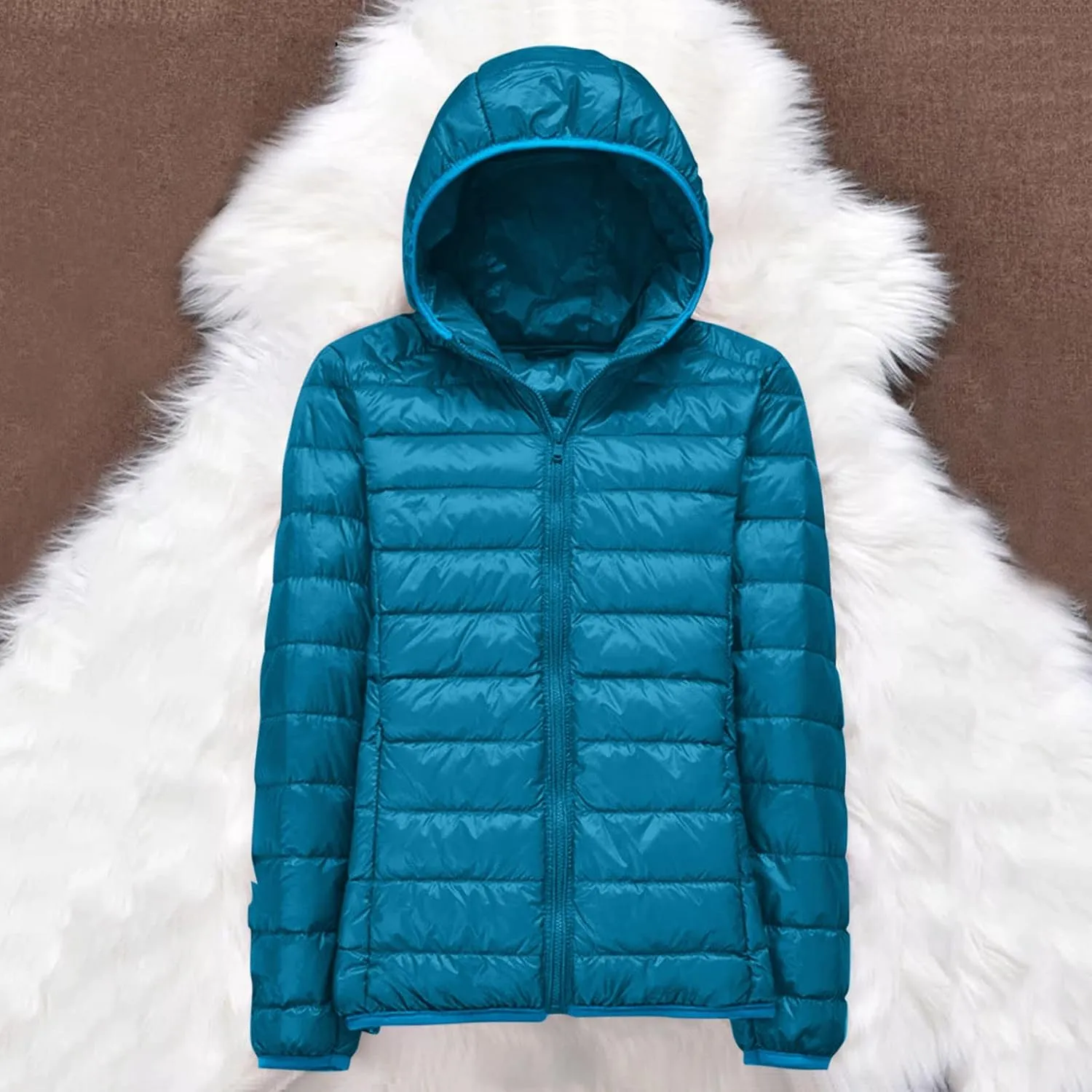 Parkas Long Sleeve Warm Zipper Thickened with Pockets Skimpy Solid Color Casual Hooded Women's Thickened Down Jacket