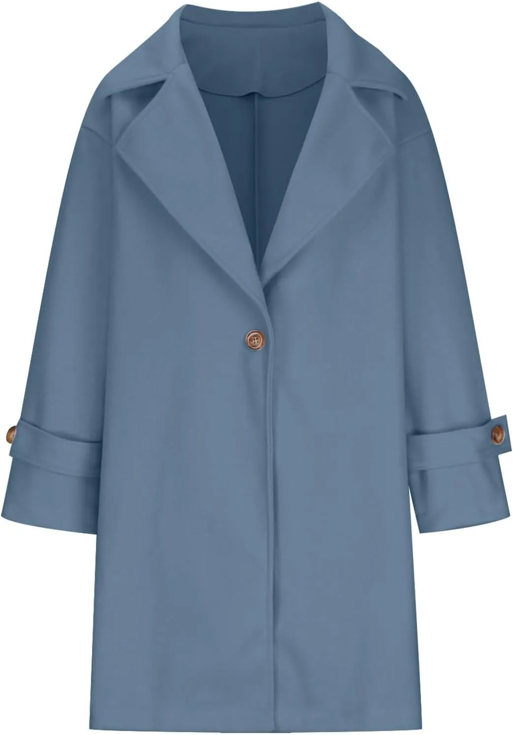 Pea Coats for Women Notch Collar Single Breasted Mid-Long Trench Coat Essential Winter Warm Casual Woolen Overcoat