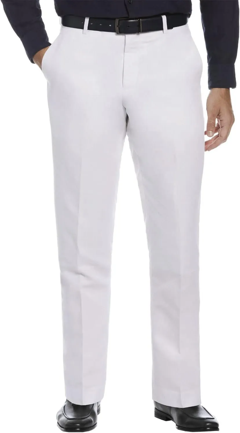 Perry Ellis Men's Portfolio Essential Linen Blend Dress Pants, Durable Solid Twill, Modern Fit, Breathable & Lightweight