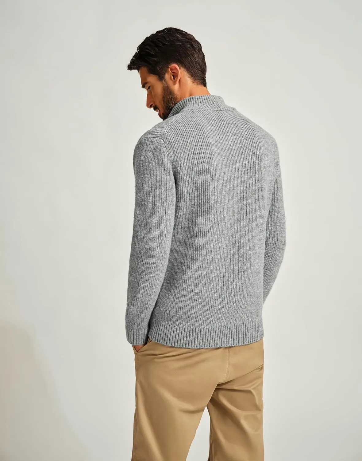 PJ PAUL JONES Mens Full Zip Cardigan Sweater Casual Ribbed Knitted Sweater for Men
