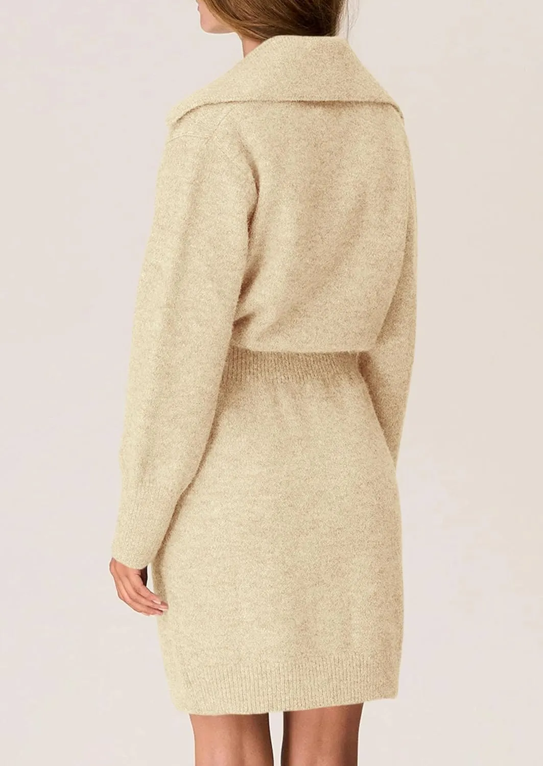 PRETTYGARDEN Sweater Dresses for Women 2025 Trendy Long Sleeve Button Down Short Spring Dress