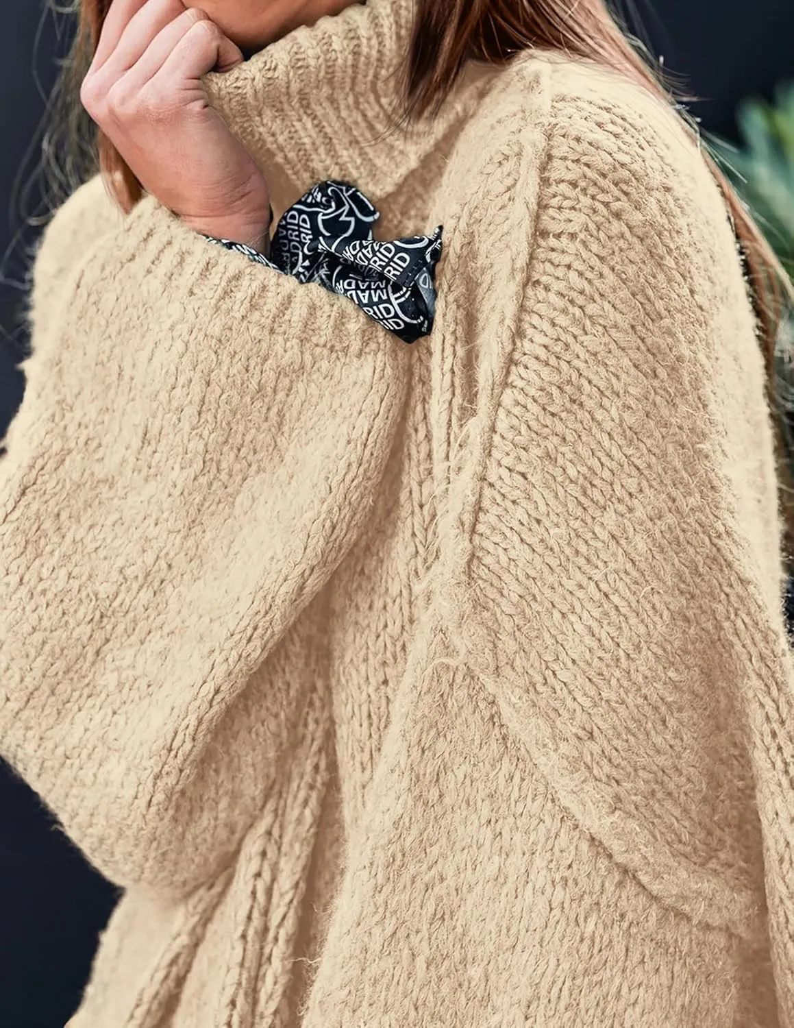 PRETTYGARDEN Women's Winter Turtleneck Oversized Sweaters Long Sleeve Chunky Knit Slouchy Pullover Sweater Tops