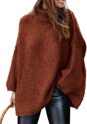 PRETTYGARDEN Women's Winter Turtleneck Oversized Sweaters Long Sleeve Chunky Knit Slouchy Pullover Sweater Tops