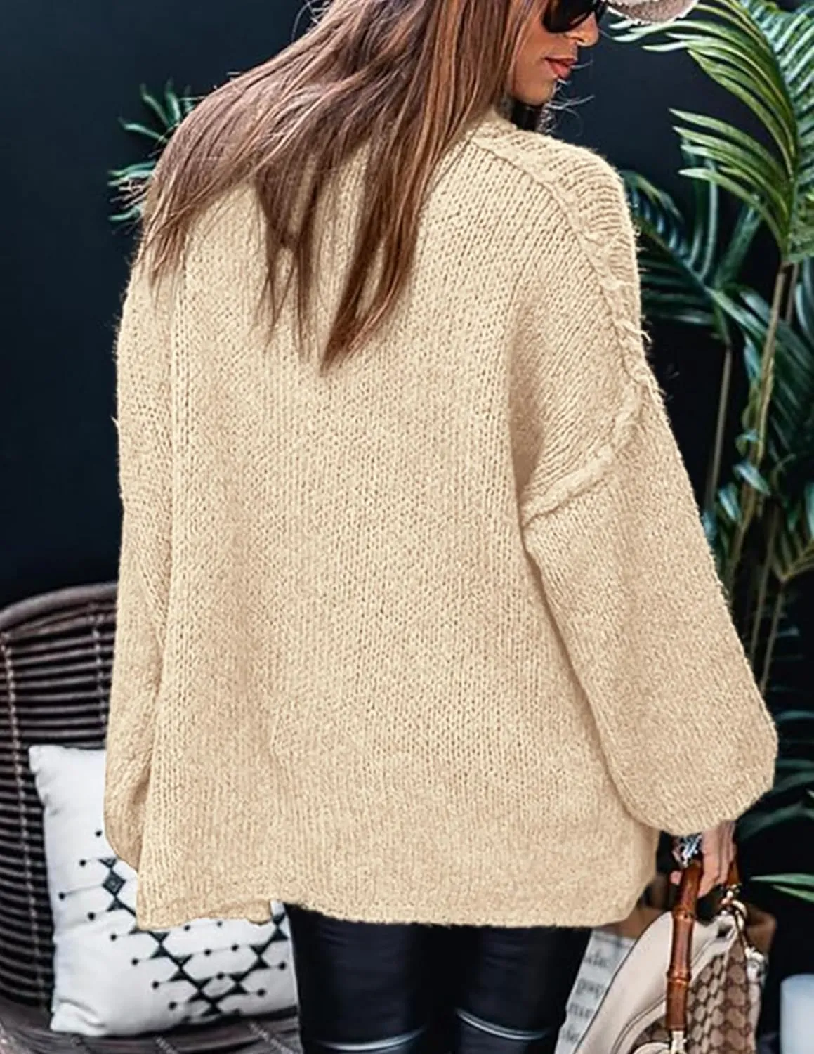 PRETTYGARDEN Women's Winter Turtleneck Oversized Sweaters Long Sleeve Chunky Knit Slouchy Pullover Sweater Tops