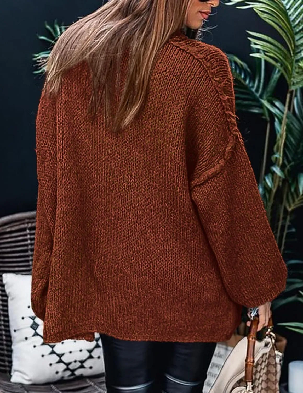 PRETTYGARDEN Women's Winter Turtleneck Oversized Sweaters Long Sleeve Chunky Knit Slouchy Pullover Sweater Tops