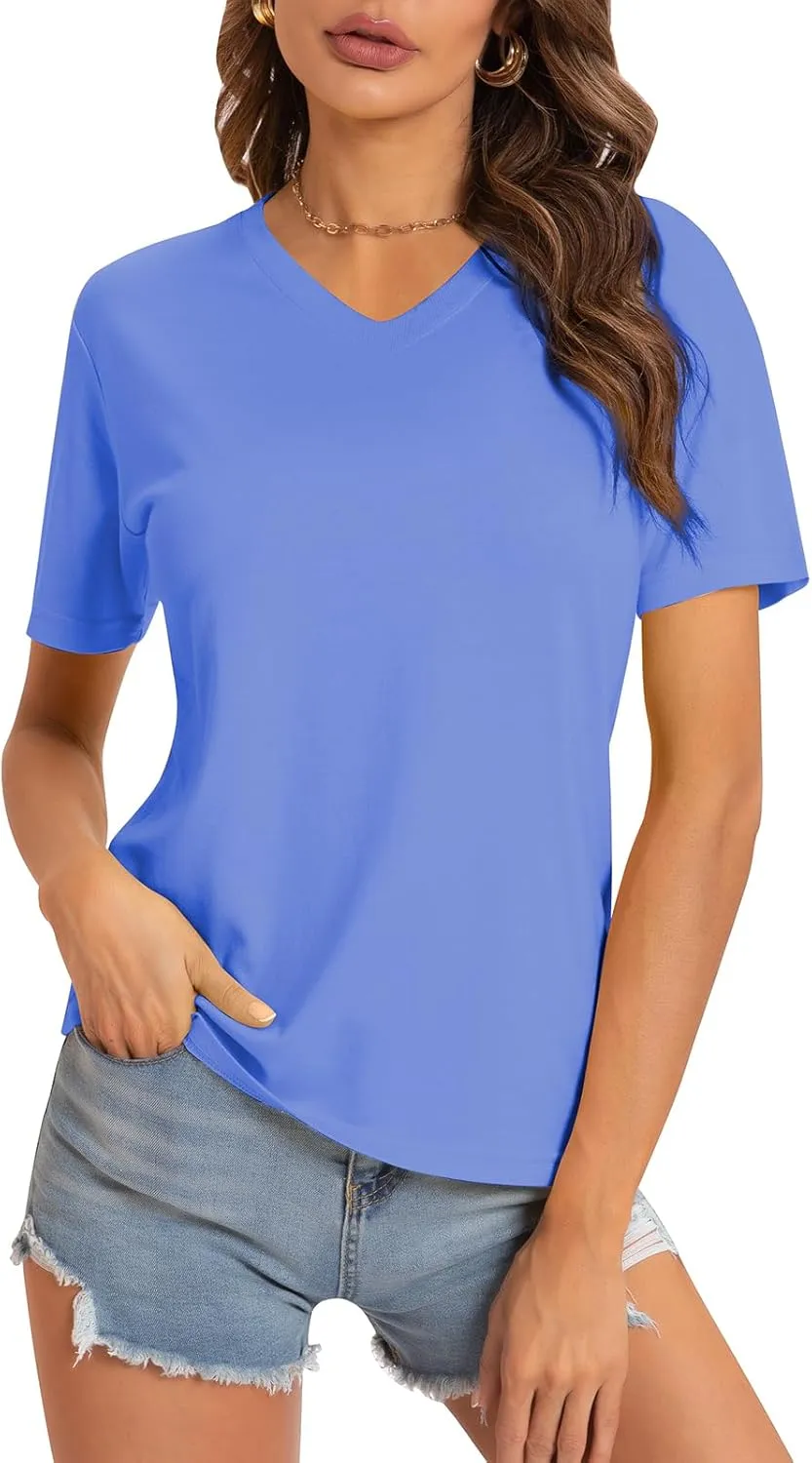 QUALFORT Women's V Neck T-Shirt Women