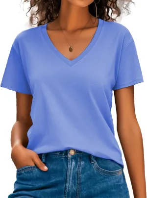 QUALFORT Women's V Neck T-Shirt Women