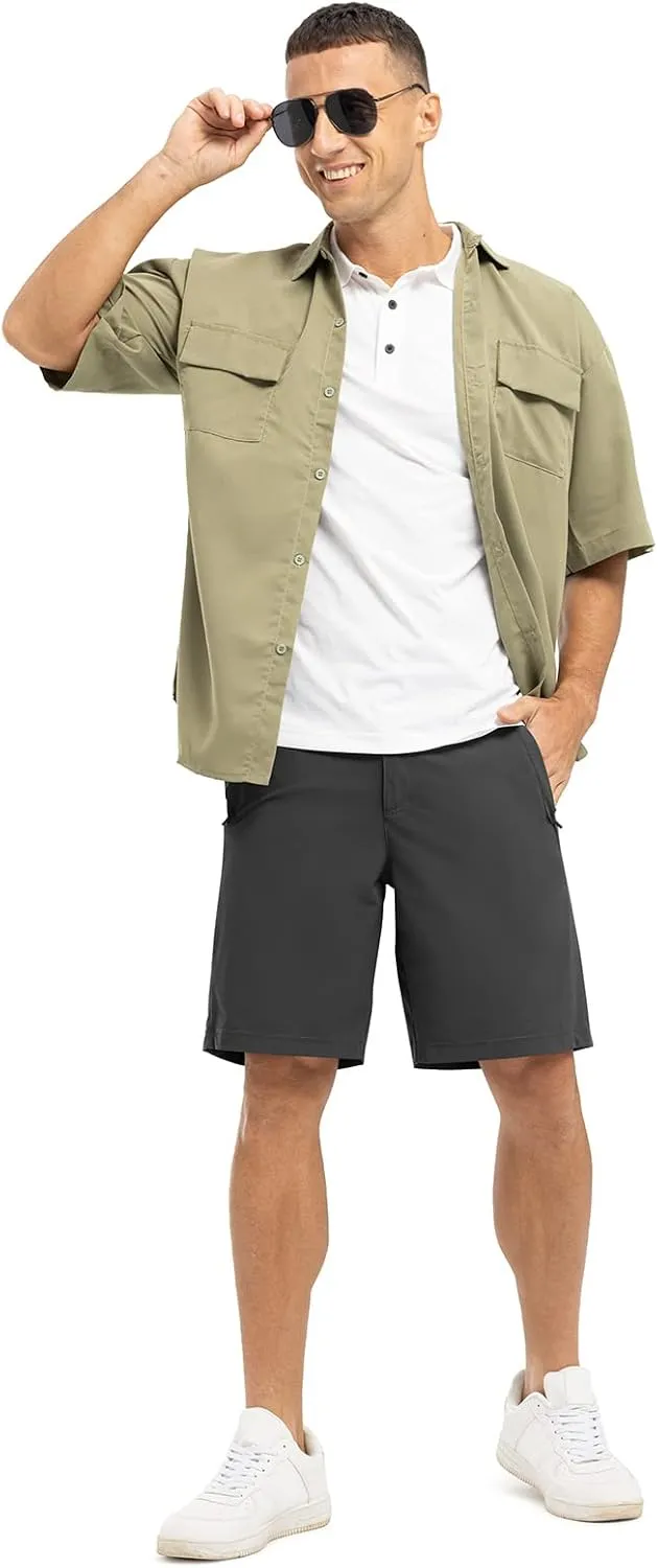 Rdruko Men's Golf Shorts Stretch Dry Fit 9" Lightweight Casual Dress Work Shorts with Pockets