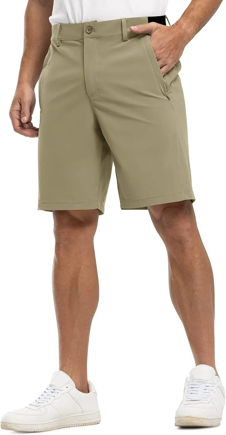 Rdruko Men's Golf Shorts Stretch Dry Fit 9" Lightweight Casual Dress Work Shorts with Pockets