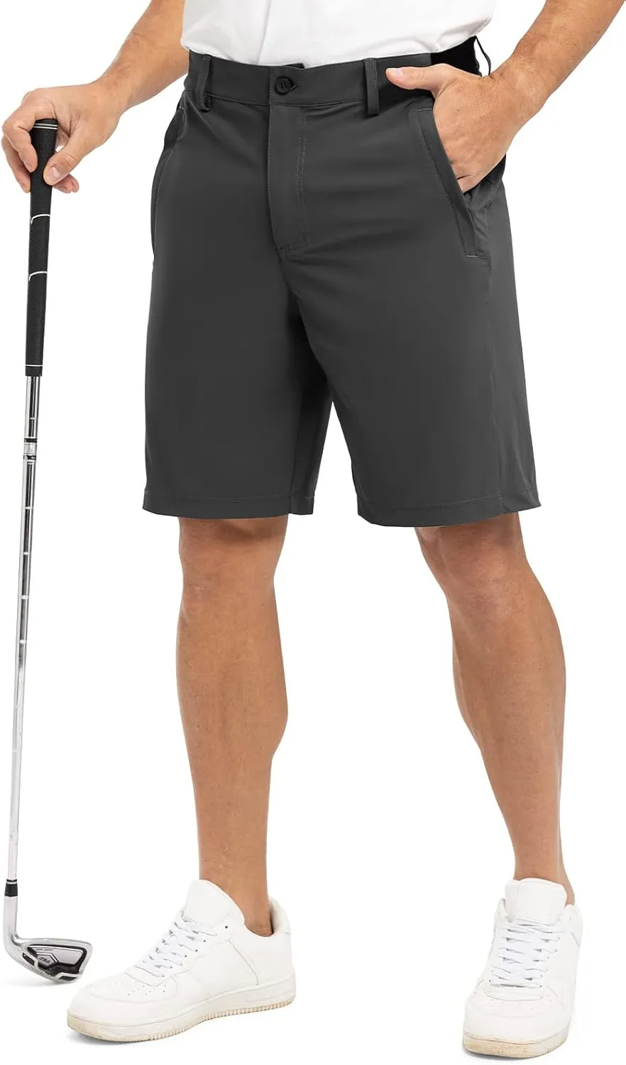 Rdruko Men's Golf Shorts Stretch Dry Fit 9" Lightweight Casual Dress Work Shorts with Pockets