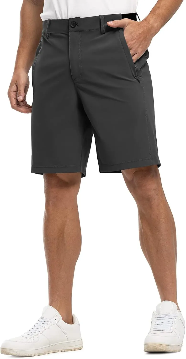 Rdruko Men's Golf Shorts Stretch Dry Fit 9" Lightweight Casual Dress Work Shorts with Pockets