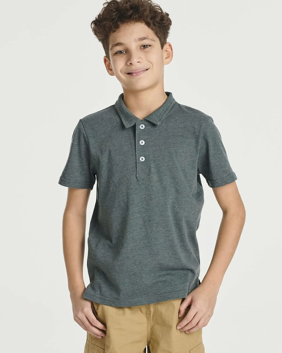 Real Essentials 3 Pack: Boys' Short Sleeve Jersey Cotton Polo Shirt - Uniform Youth Dress Shirt (Ages 4-18)