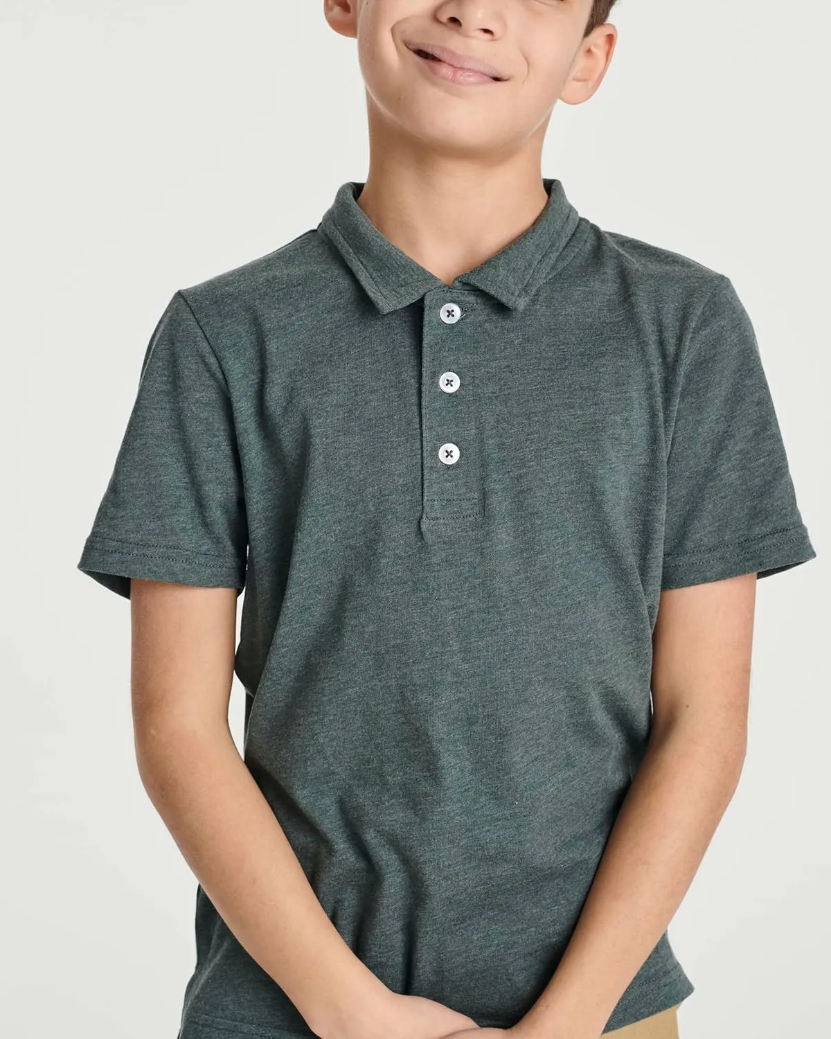 Real Essentials 3 Pack: Boys' Short Sleeve Jersey Cotton Polo Shirt - Uniform Youth Dress Shirt (Ages 4-18)