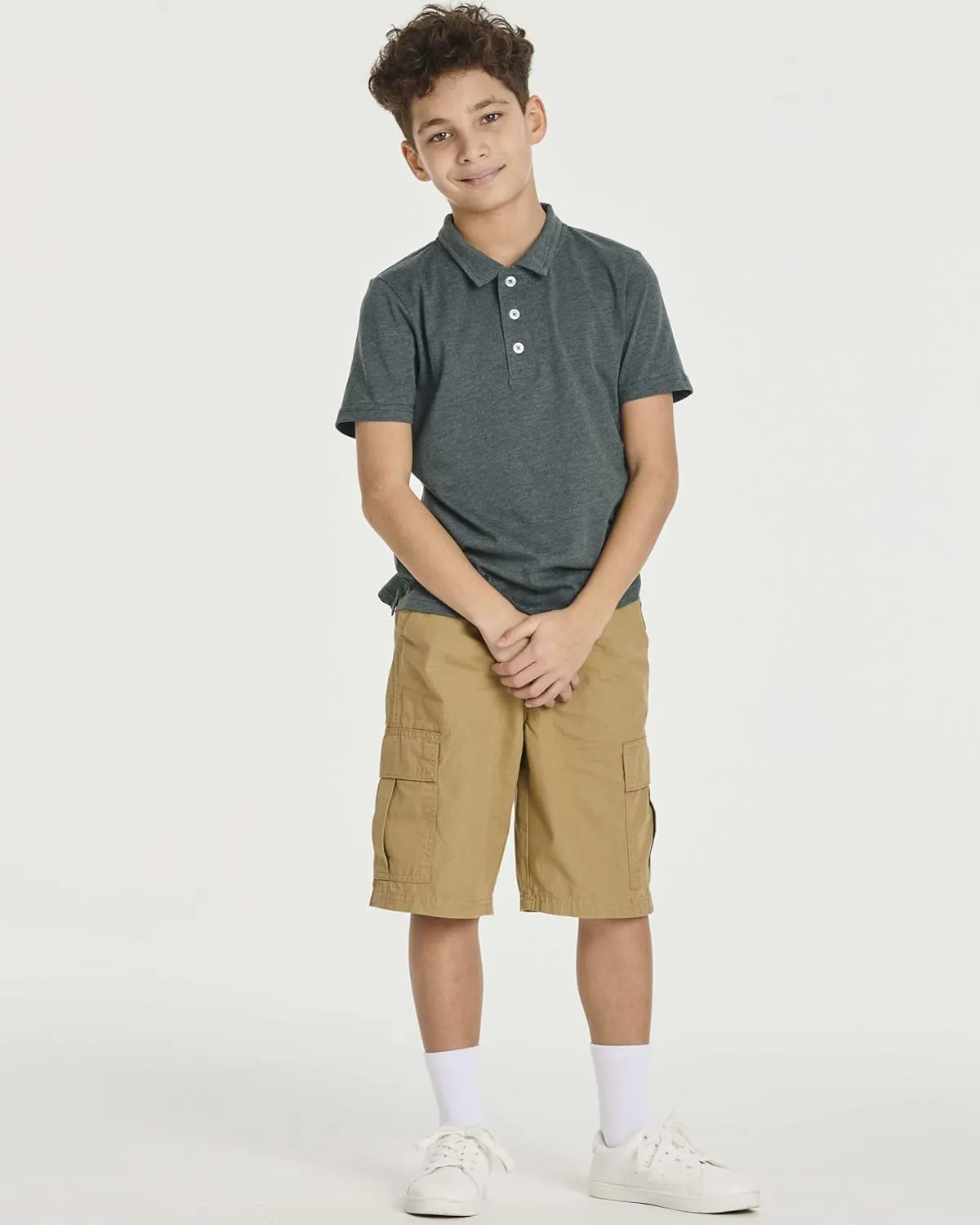 Real Essentials 3 Pack: Boys' Short Sleeve Jersey Cotton Polo Shirt - Uniform Youth Dress Shirt (Ages 4-18)