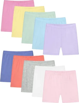 Resinta 10 Pack Girls Bike Shorts Cartwheel Under Dress Dance Shorts for Toddler Girls Kids Multicolor