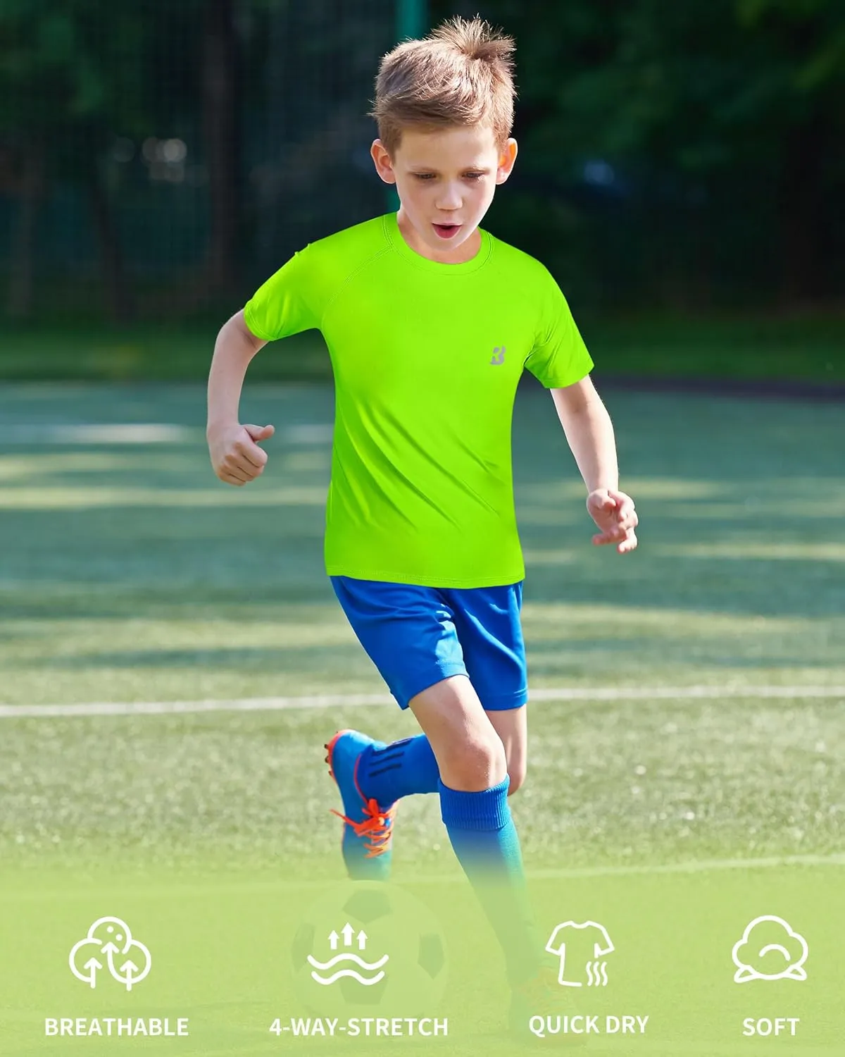 Roadbox Boys Youth Compression Shirt - Short Sleeve Undershirt for Kids Quick Dry Athletic Baseball T-Shirt Base Layer