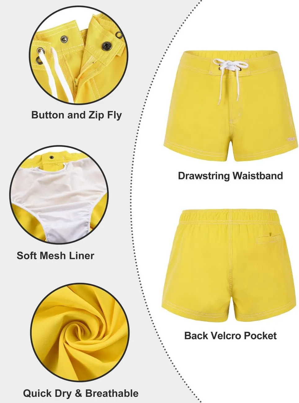 Rocorose Women's Board Shorts Quick Dry Elastic Waist Swim Shorts Surf Swimwear with Pocket and Liner