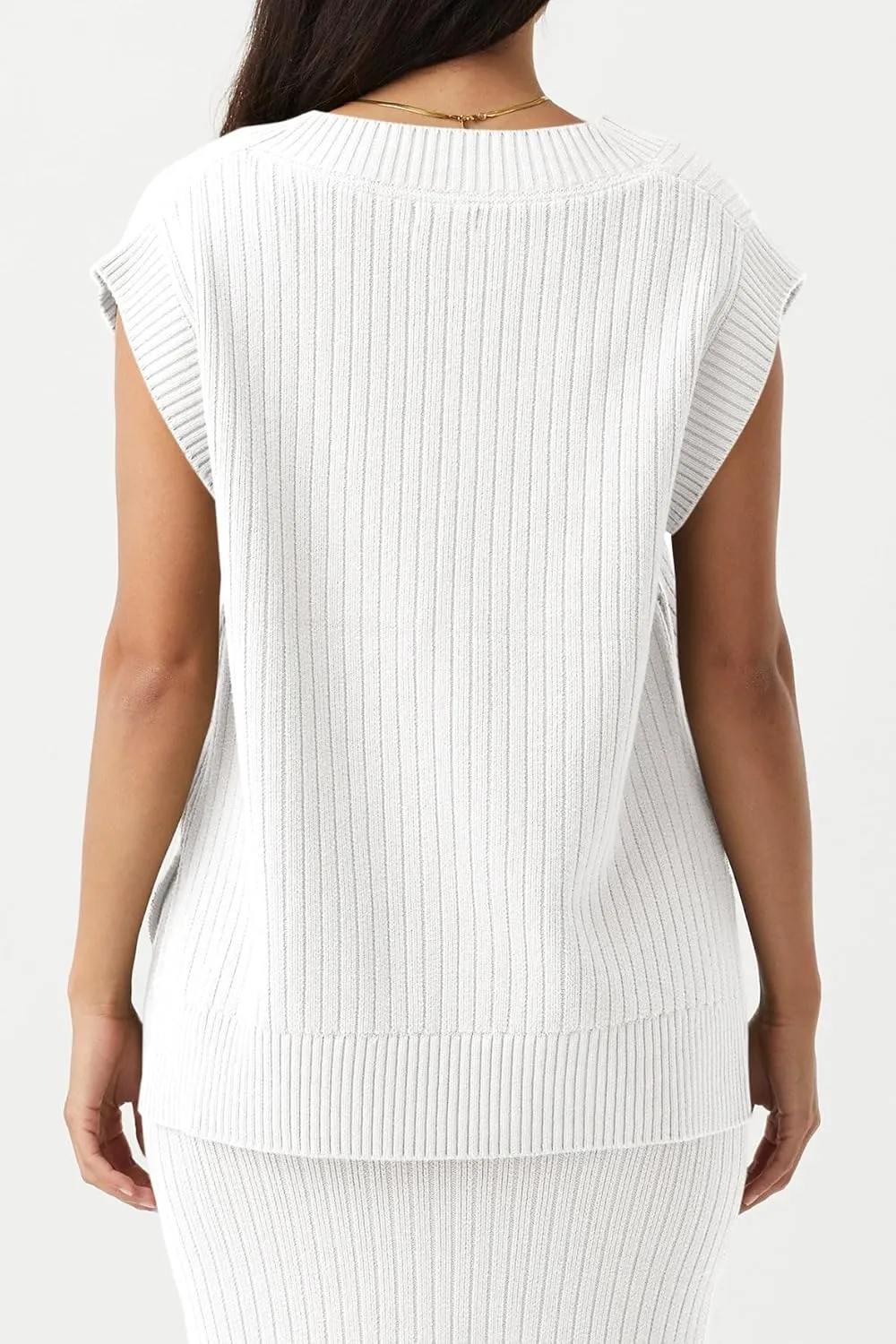 Saodimallsu Womens V Neck Sweater Vest Oversized Ribbed Knit Sleeveless Casual Loose Fit Pullover Tank Top