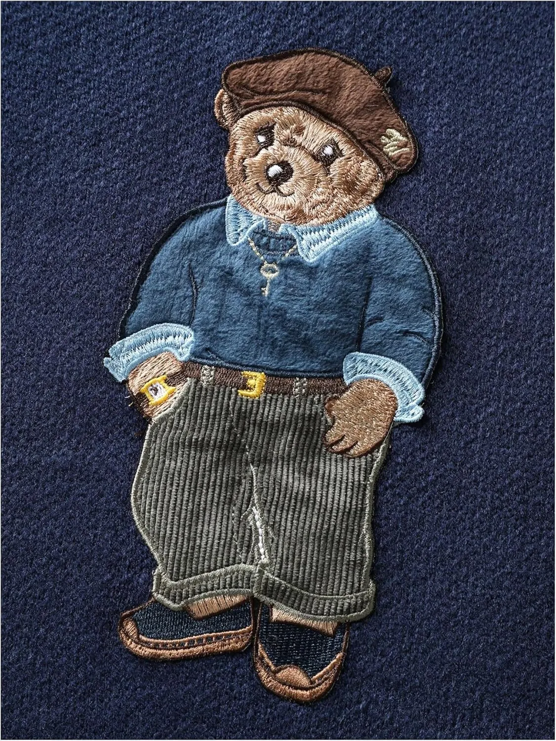 SHENHE Men's Oversized Crew Neck Cute Bear Sweater Vintage Unisex Preppy Sweater Jumper