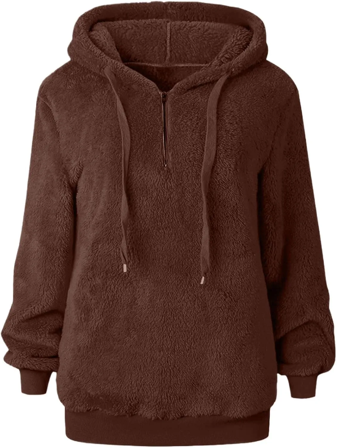 Sherpa Quarter Zip Pullover Women Oversized Trendy comfy Blanket Hoodies Y2k Loose Hooded Sweatshirt Winter Clothes