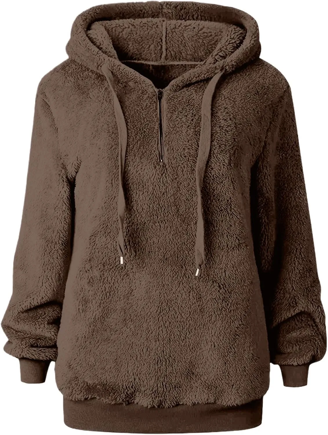 Sherpa Quarter Zip Pullover Women Oversized Trendy comfy Blanket Hoodies Y2k Loose Hooded Sweatshirt Winter Clothes