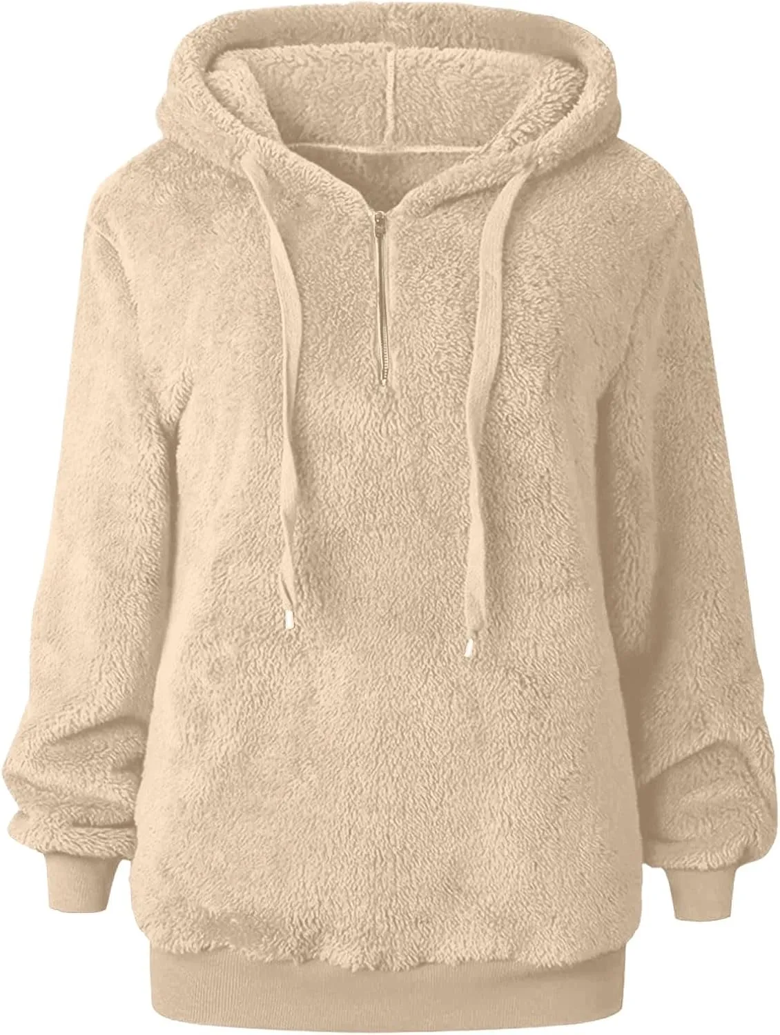 Sherpa Quarter Zip Pullover Women Oversized Trendy comfy Blanket Hoodies Y2k Loose Hooded Sweatshirt Winter Clothes