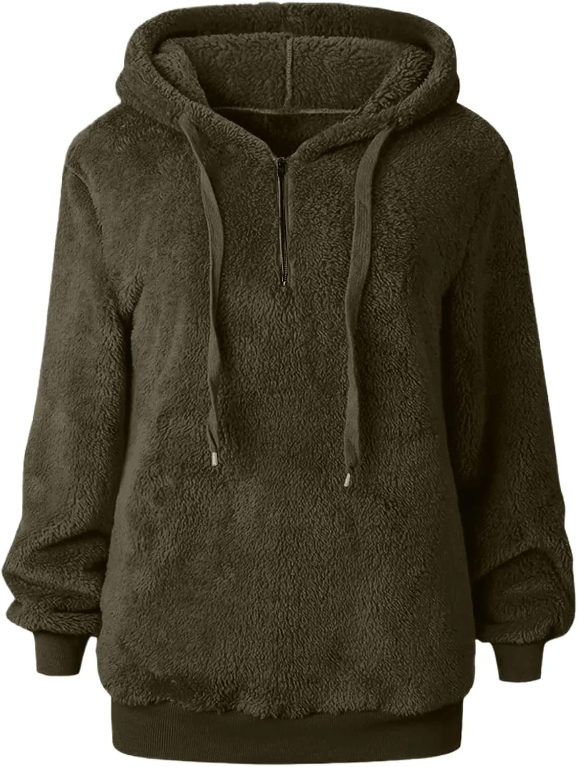 Sherpa Quarter Zip Pullover Women Oversized Trendy comfy Blanket Hoodies Y2k Loose Hooded Sweatshirt Winter Clothes