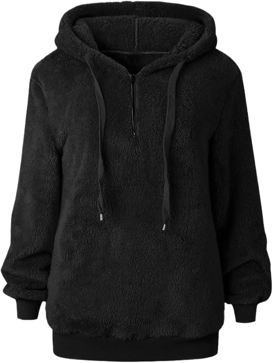 Sherpa Quarter Zip Pullover Women Oversized Trendy comfy Blanket Hoodies Y2k Loose Hooded Sweatshirt Winter Clothes